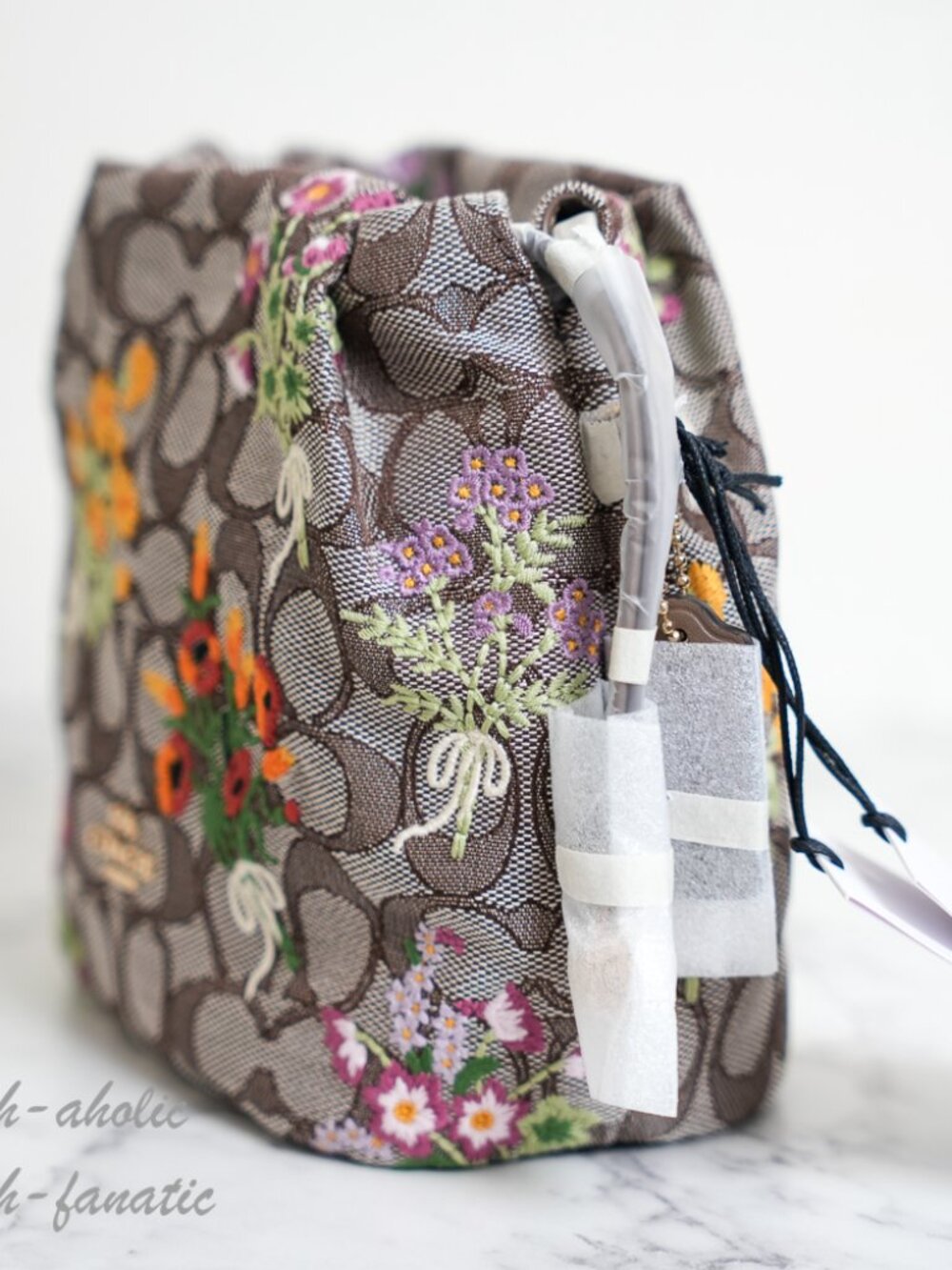 COACH CDZ94 Faye Mini Drawstring Bag Signature Jacquard Floral Embroidery NWT - Picture 8 of 16